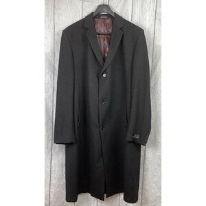 NWT Men's 52 Jean-Paul Germain Long Black Wool Blend Coat Big & Tall